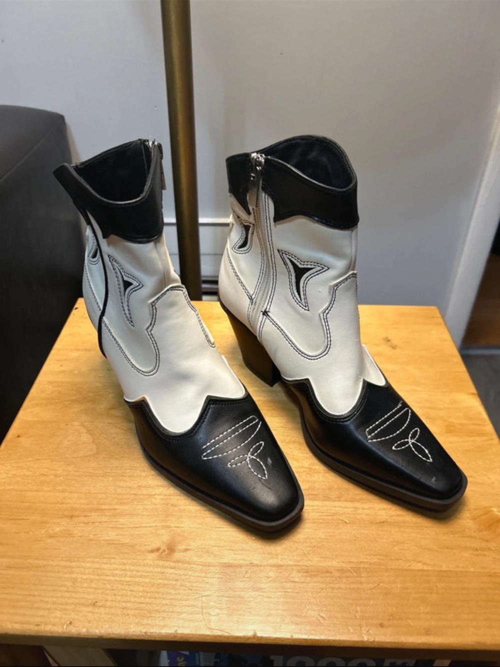 Black & White Western Ankle Boots